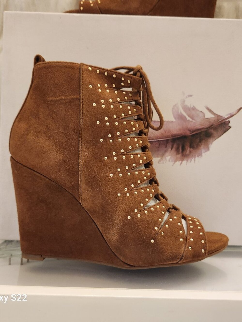 Jessica Simpson "Barlett" Canela Brown Suede Open Toed Booties. NIB. Size 7